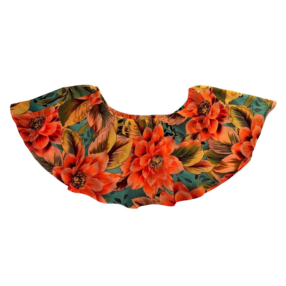 Show Me Your Mumu Heidi Ruffle Crop Top XS Tropical Floral Boho Resortwear Flowy